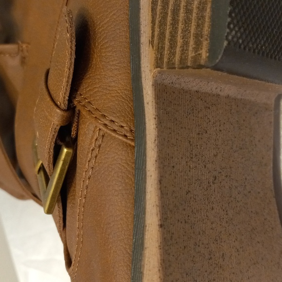 Western Moto Boot Pull On Mid Calf Wrap-around Strap with a Buckle Casual Comfy - Picture 12 of 15